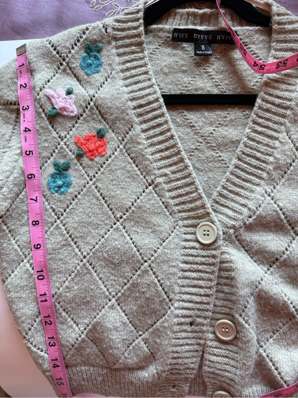 Hyfve Floral Embroidered Cropped Cardigan Sweater Small - Picture 10 of 10